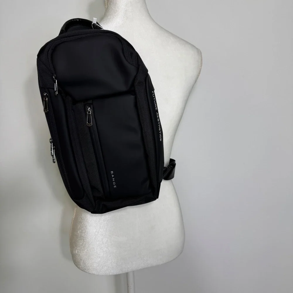 Bange Future Aesthetics all Black Sling Bag Crossbody Chest Pack with Lock NWT